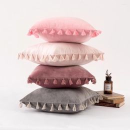 Pillow Case Soft Velvet Cushion Cover Fashion Pillows Throw Solid Colors Luxury Tassel Square For Living Room Sofa