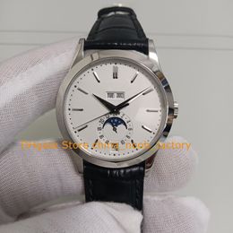 Watch for Men Sapphire Crystal Silver Dial Complications 5396G Annual Calendar 38.5mm 324 S QA LU 24H Movement KM Factory Automatic Leather strap Watches