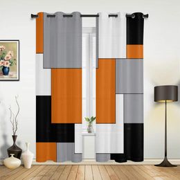 Curtain Orange Black Grey Abstract Window Curtains For Living Room Bedroom Kitchen Treatments Valance Home Decor Drapes