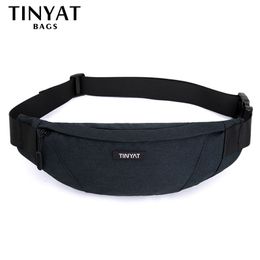 Waist Bags TINYAT Men pack Purse Waterproof Canvas Travel Phone belt bag pouch for Women Casual Belt Hip Pack 221124