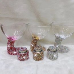 Wine Glasses Champagne Glass Stopper Sets Diamond Shiny Crystal Cup Wedding Bar Cocktail Wine Party Drinkware Mugs Birthday Gift 221124