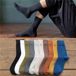 Men's Socks Men's Cotton Autumn Business Breathable Male Crew Dress Meias Colorful Fashion Happy Sox Tube Men White