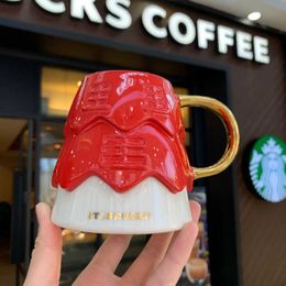 Starbucks Red mug Christmas tree Snow Monster Mark Ceramic coffee cup with stir stick lid FNFM