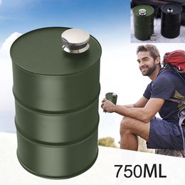 Hip Flasks 25oz Oil Drums Whisky Flagon Alcohol Liquor Hip Flask Vodka Portable 304 Stainless Steel Oil Barrel Vodka Whiskey Jug 221124