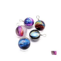 Charms Vintage Double Sided Glass Ball Charm Planet Universe Starry Sky Galaxy Pendant Women Men Fashion Jewellery Accessories Drop De Dhjr5