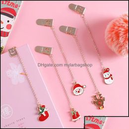 Party Favour Party Favour Event Supplies Festive Home Garden Cute Christmas Pendant Bookmark Student Metal Clip Page Gift For Kids Dro Dhrz2