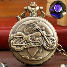 Pocket Watches Creative Luminous LED Display Analog Quartz Watch Pendant Chain Motorcycle Motorbike Light Clock For Men Women Gi