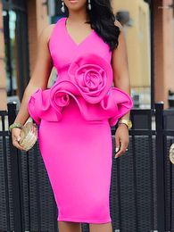 Casual Dresses V Neck Party Women Sleevless Sexy Bodycon Peplum Flower Stylish Cocktai Event Gowns For Ladies Summer Outfits 2022