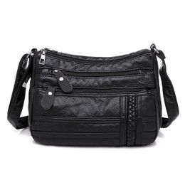 Waist Bags Ladies Multipocket Messenger Bag High Quality Soft PU Leather Shoulder Casual Crossbody for Women 221124