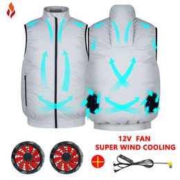 Men's Vests Men Summer Air Conditioning Clothing Fan Cooling Vest USB Charging sport man vest Outdoor Fishing summer 221124