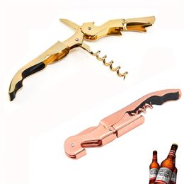 Double Hinged Corkscrew Wine Bottle Opener with Foil Cutter Stainless Steel Wine Key for Restaurant Waiters XBJK2211