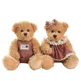 2 pcsparty 26Cm Lovely Couple Teddy Bear Peluche Toy Kawaii Dress Bear Dolls Stuffed Soft Toy For Girls Baby Girlfriend Gifts J220729