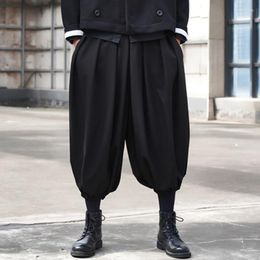Men's Pants Black Casual Men's Simple Large Pleated Design Wide Leg Loose Trend Fashion Style