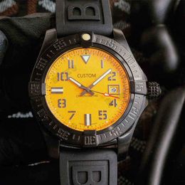Watchmi6a Lings Lings Luxury Watch Автоматические мужские часы 43 мм желтый/черный циферблат