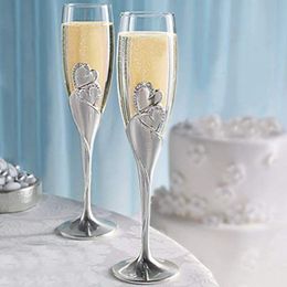 Wine Glasses Wedding Wine Glasses Handmade Bride And Groom Toasting Flutes Wedding Accessories Valentine's Day Gift Gold Hearts 221124