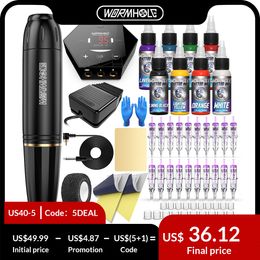 Tattoo Machine Wormhole Pen Cartridge Kit Beginner Rotary Type Complete Supplies 221207