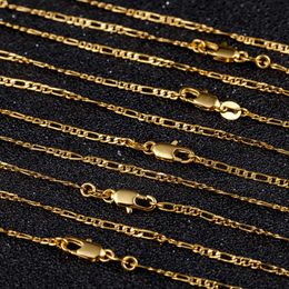 Chains New Wholesale 1pcs 2mm 3 1 Fashion Gold Figaro Chain Necklaces For Men Jewellery 16inch-30inch Copper Plated Gold Chain 2019 Sale