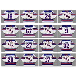 College Hockey Wears 2010 2014 2016 Vintage Team USA Jersey 34 AUSTON MATTHEWS 67 MAX PACIORETTY 18 COLIN WHITE 24 RYAN CALLAHAN White Custom Hockey Jerseys