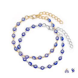 Charm Bracelets Turkish Lucky Evil Eye Bracelets Blue Bead Bracelet Men Women Handmade Jewellery Female Drop Delivery Dhogm