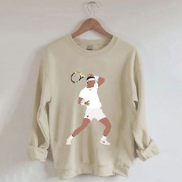 Women's Hoodies Sweatshirts Hoodies Sweatshirt Tennis Player Print Casual Crew Neck Baggy Tops Basic Pullover Men'swomen's Long Sleeve Hooded Oversize 221124