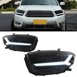 Car Head Lights Parts For Kluger highlander 2009-2011 Front Headlight Replacement DRL Daytime light Projector Facelift