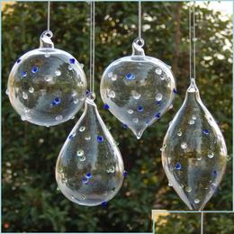 Party Decoration Party Decoration 4Pcs/Pack Different Shape Glass Pendant Christmas Hanging Ornament Transparent Globe C Mylarbagsho Dhi2Y