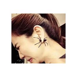Charm 1 Black Spider Earrings Men And Women Personality Halloween Couple Trend Stainless Steel Gift Drop Delivery Jewelry Dhgsz