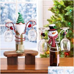 Christmas Decorations Christmas Decorations Wine Red Glass Holder Iron Bottle Jewelry Home Decoration Display Stand Year Party Suppl Dhrnk
