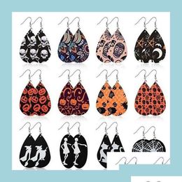 Party Favour Party Favour Pumpkin Earring Pu Leather Drop Earrings Female Halloween Spiderearring Women Vintageearring Jewellery Gifts 2 Dhfug