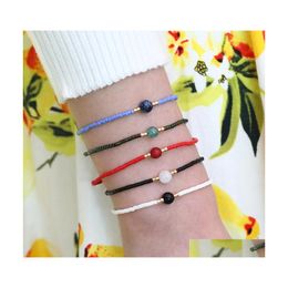 Charm Bracelets Beaded Strands Trendy Handmade Natural Stone Bracelets With Friendship Cards Paper String Rice Beads Woven Bracelet Dhyo4