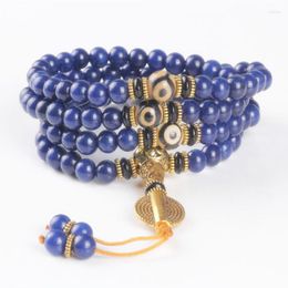 Bracelets de charme Sennier 108 Lapis Lazuli Beds Buda Praça mala Bracelete para meditação Jóias de moda de pedra de pedra azul