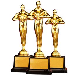 Decorative Objects Figurines Custom Oscar trophy gold-plated small gold statue team sports competition craft souvenir party celebration gift 19/22/26cm 221124