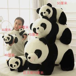 Cute Baby Big Giant Panda Bear Cuddles Soft Cuddle Pop Pillow Cartoon Home Bed Decor Gift J220729