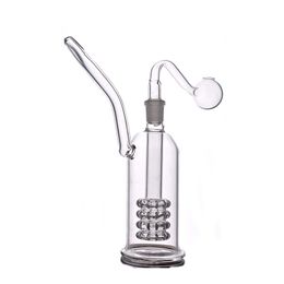 Wholesale Hookah Glass Oil Burner Bong 8inch Bubbler Water Pipe Honeycomb and Birdcage Diffuser Recycler Ash Catcher Bongs with 14mm Male Glass Oil Burner Pipe