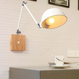 Lâmpadas de parede de madeira de madeira ajustável moderno com aro dobrável de cabeceira branca de cabeceira para sala de jantar, quarto estudo lendo iluminação doméstica