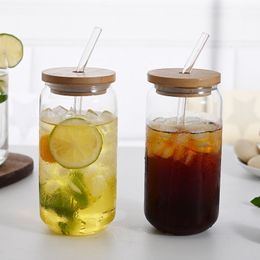 Wine Glasses Creative Can Design Cola Cup High Borosilicate Glass with Lid Straw Household Beverage Juice Milk Coffee 221124