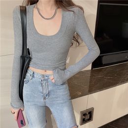 Women's TShirt Women Sexy Uneck Tshirts Girls Full Sleeve Sheath Tshirt Elastic Tops For Female Spring Summer Real Pos 221124