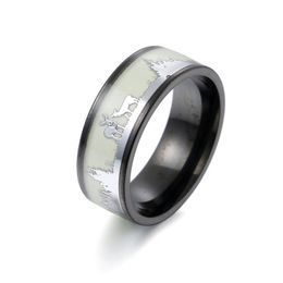 stainless steel ring elk Christmas present special noctilucence men's Christmas rings Holiday Gift & Decoration jewelry