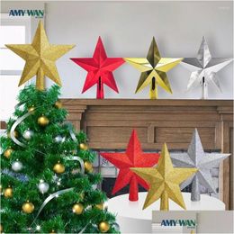 Christmas Decorations Christmas Decorations Tree Top Glitter Gold Sier Star Xmas Topper Ornaments Decoration For Home 2023 Natal Yea Dhoxn