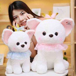 253545Cm Kawaii huahua With Crown Plush Dolls Filled Soft Kawaii Animal Dog Pillow Birthday Wedding decor Gift For Girls J220729