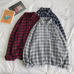 Men's Casual Shirts Plaid Oversized Long Sleeve Shirt Men Women Flannel Burr Harajuku Male Strip