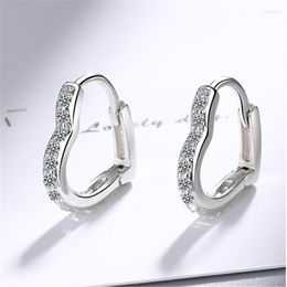 Hoop Earrings Karopel 925 Sterling Silver Prevent Allergy Zircon Heart Shaped Small For Women Jewellery Accessories