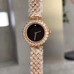 Luxury Women Full Diamond Strap Watch Senior Stitching Grid Zircon Watches Stainless Steel Quartz Wristwatch Female Geometric Circle Clock 26mm