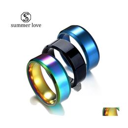 Band Rings 8Mm Stainless Steel Men Rings Band Rainbow Ring For Man Woman Can Diy Engrave Engagement Jewellery Fit Size 513 Drop Deliver Dhkap