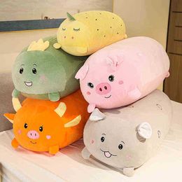 1Pc 306090Cm Super Soft Animals Cushion Kawaii Stuffed Dinosaur Pig Dolls Long Cuddly Pillow Birthday Xmas Girlfriend Gift J220729