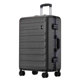Super light aluminum frame Rolling Luggage Customized business solid color wear resistant suitcase J220707