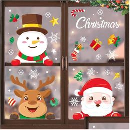 Christmas Decorations Christmas Decorations Decoration Tree Old Man Snowman Snowflake Electrostatic Stickers Combination Family Drop Dhxbz