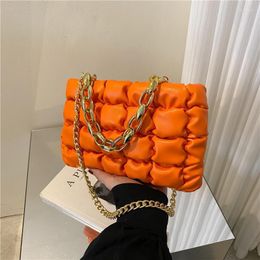 Evening Bags Orange Handbags For Women 2022 Trend Fashion Pink Leather Crossbody Purse Clutch Small Green Shoulder With Chain