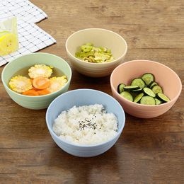 Bowls 4Pcs/Set Candy Colour Lightweight Cereal Wheat Straw Eco-Friendly Soup Rice Pasta Salad Bowl