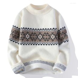 Men's Sweaters High-quality Men's Winter Sweater Classic Clothes Jacquard Weave Handsome Mink Velvet Fashion Half High Collar Korean